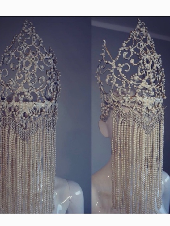 •Ethereal Crown with pearl veil by Agniesza Osipa•